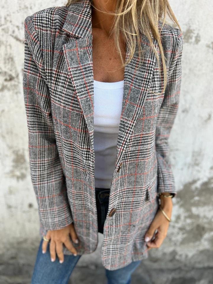 Vivi | Women’s stylish checkered jacket with tailored fit and practical pockets
