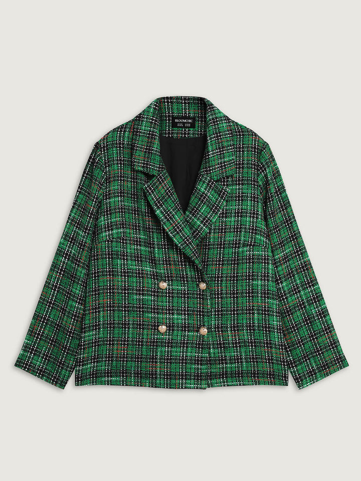 Winona | Women’s tweed plaid double button jacket