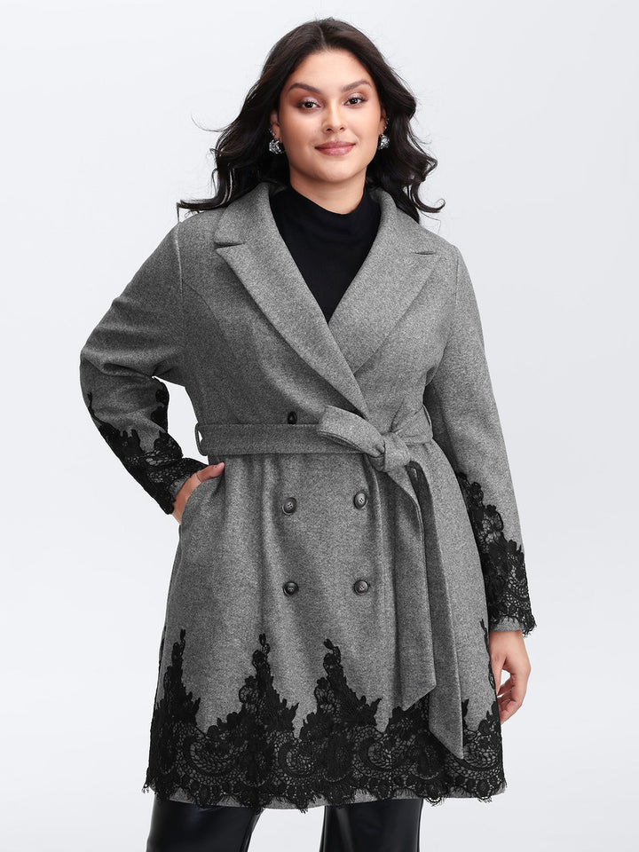 Vienna | Women’s color contrast belted lace coat