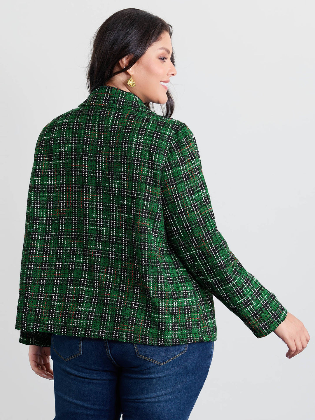 Winona | Women’s tweed plaid double button jacket