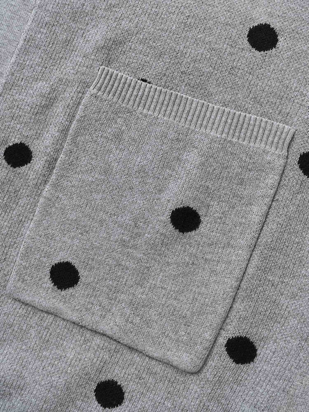 Reese | Women’s polka dot knit cardigan with patch pockets