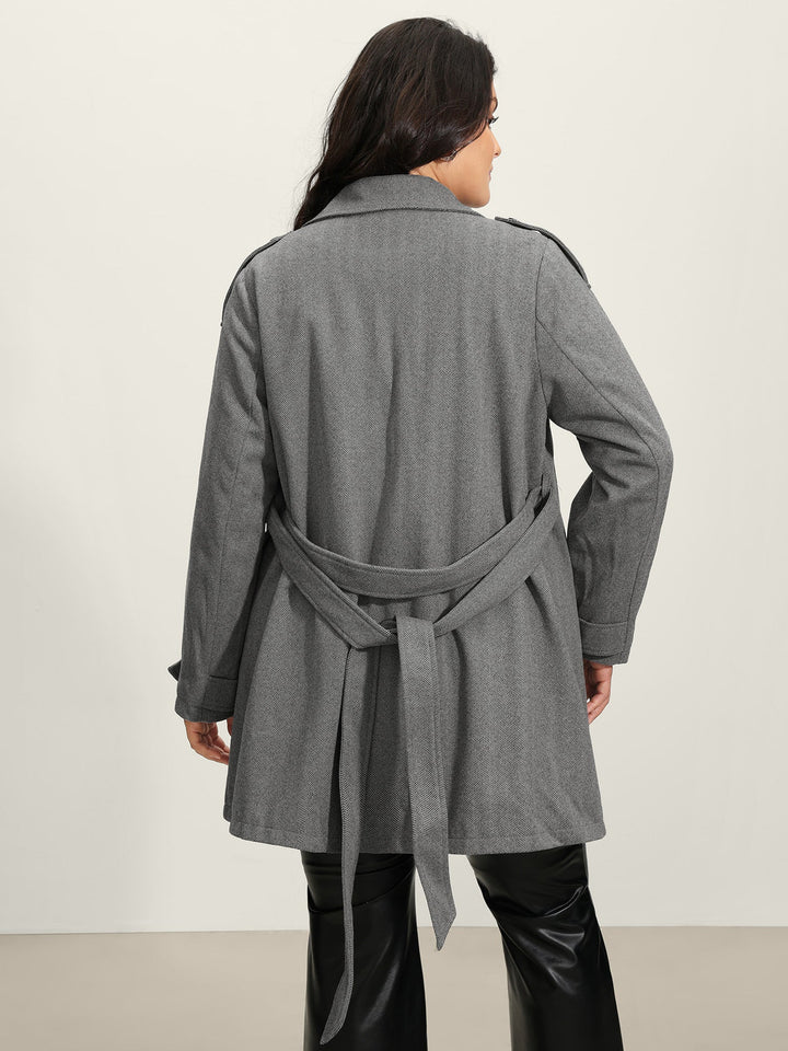 Tracey | Women’s herringbone button belted lined coat