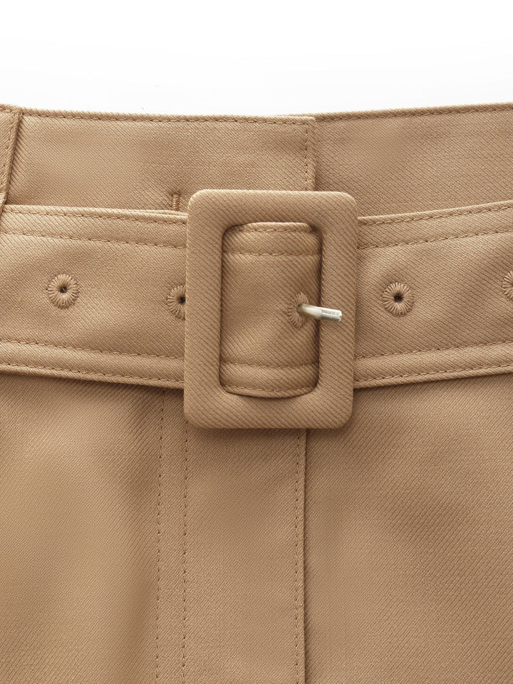 Lucia | Women’s worsted wool gathered waist flared skirt with belt