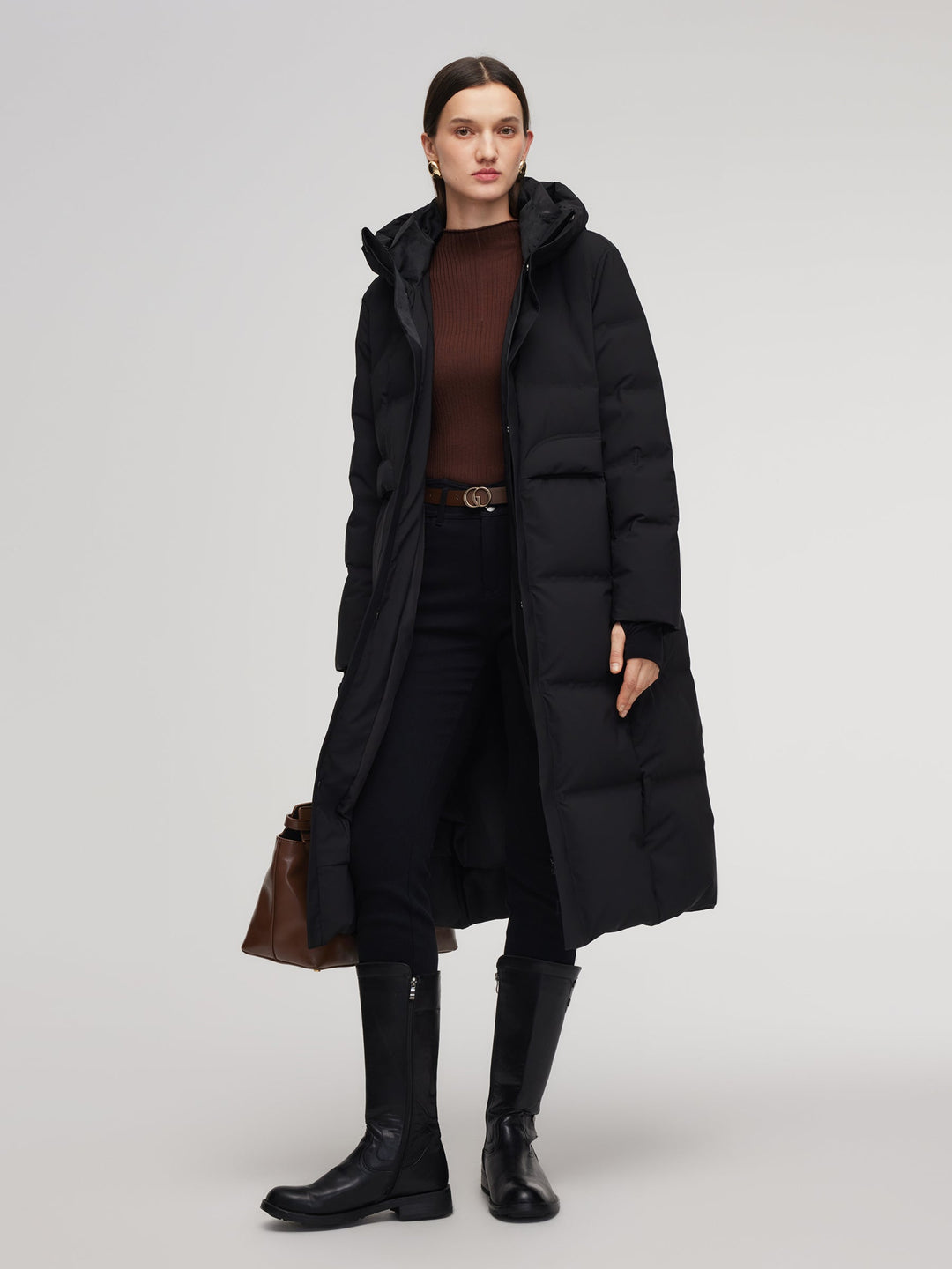 Corvyn | Women’s long hooded winter coat with a streamlined thermal silhouette