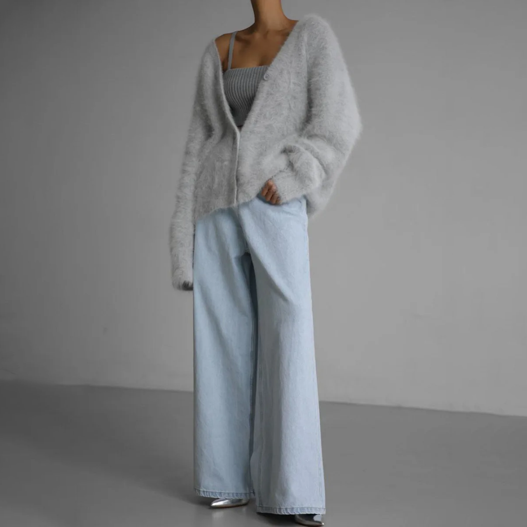 Alma | Women’s long sleeve button-down cardigan with soft brushed texture