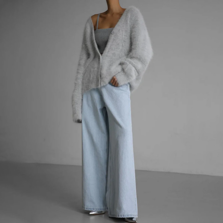 Alma | Women’s long sleeve button-down cardigan with soft brushed texture