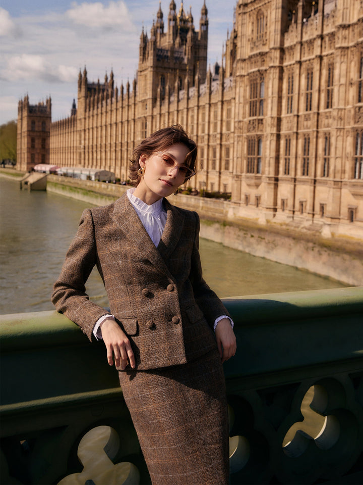 Harmony | Women's wool plaid column midi skirt