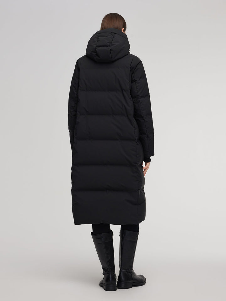 Corvyn | Women’s long hooded winter coat with a streamlined thermal silhouette