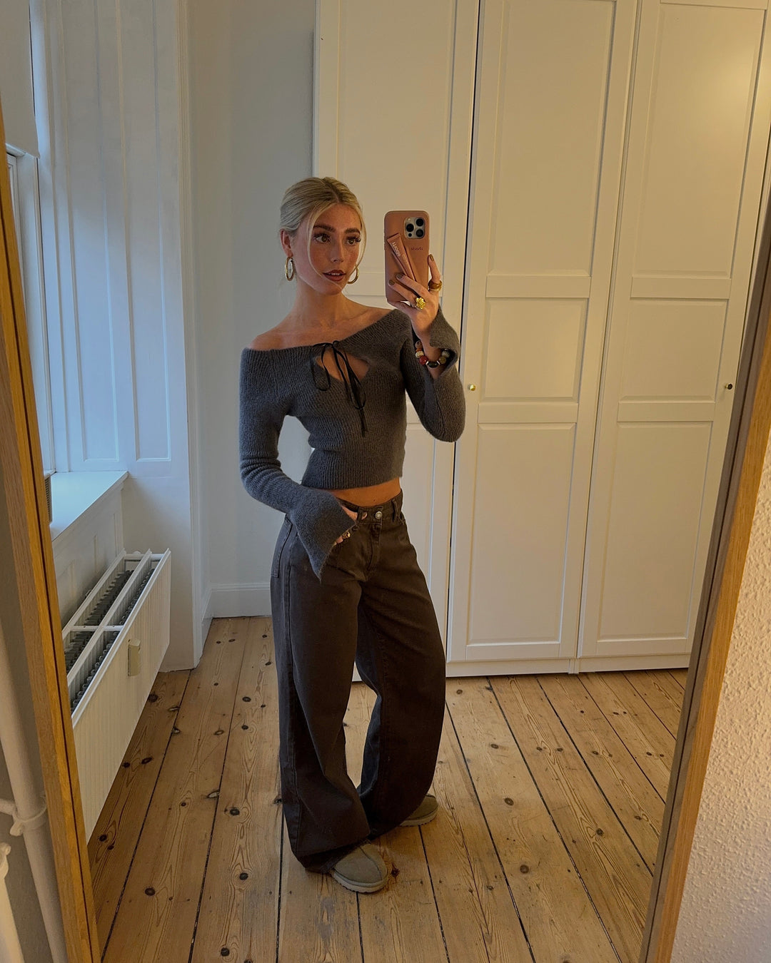 Serenya | Women’s off-shoulder knit top with front tie detail
