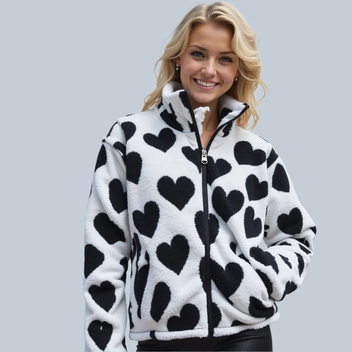Andrea | Women’s reversible heart fleece jacket