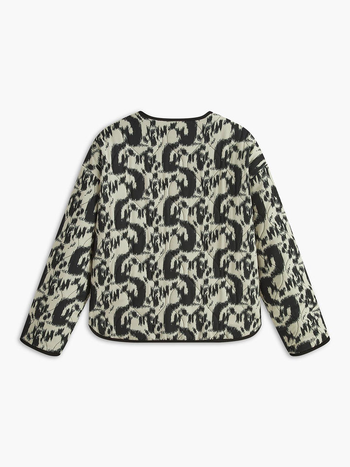 Dinna | Women’s printed woven jacket with pockets and round neckline