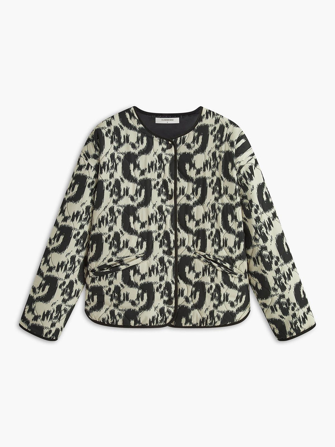 Dinna | Women’s printed woven jacket with pockets and round neckline