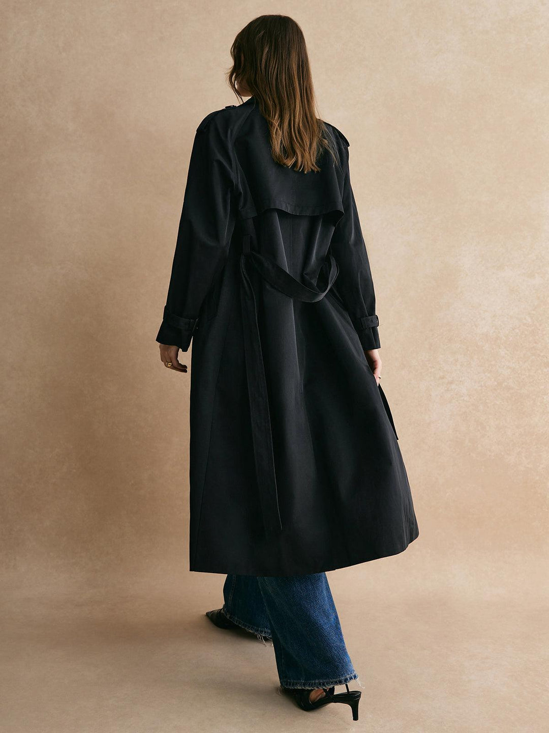 Einna | Women’s cotton-blend long trench coat with lapel collar