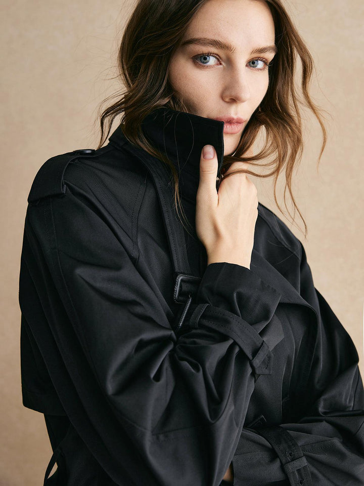 Einna | Women’s cotton-blend long trench coat with lapel collar