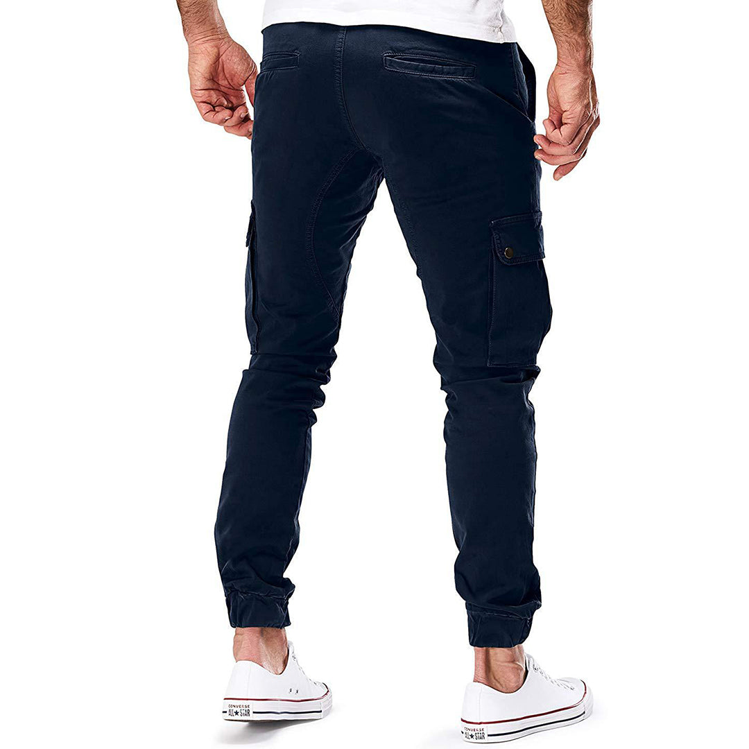 Cargo pants with elastic bands for men