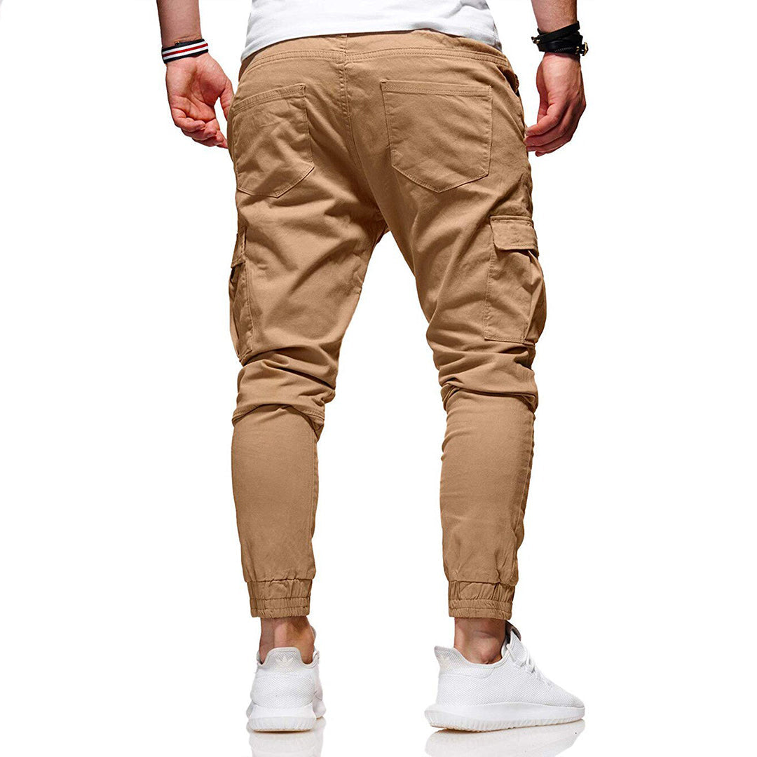 Cargo pants with elastic bands for men