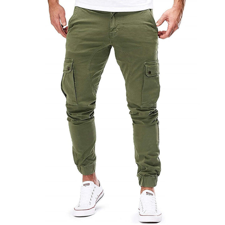 Cargo pants with elastic bands for men