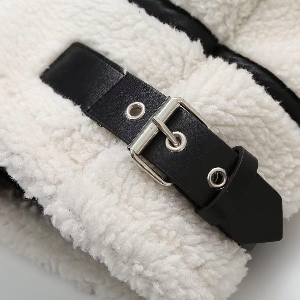 Annabelle | Women’s vegan sherpa jacket with leather accents