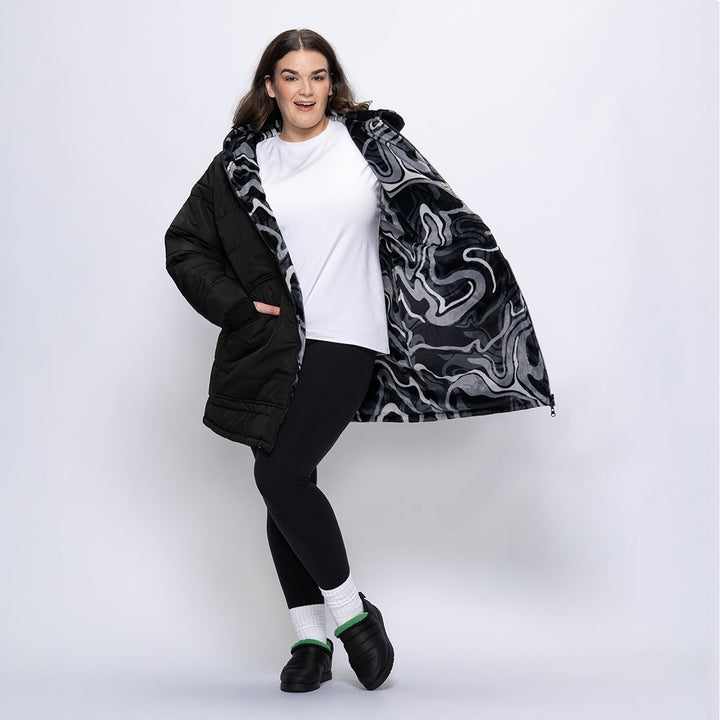 Jacqueline | Women's long reversible swirl puffer jacket