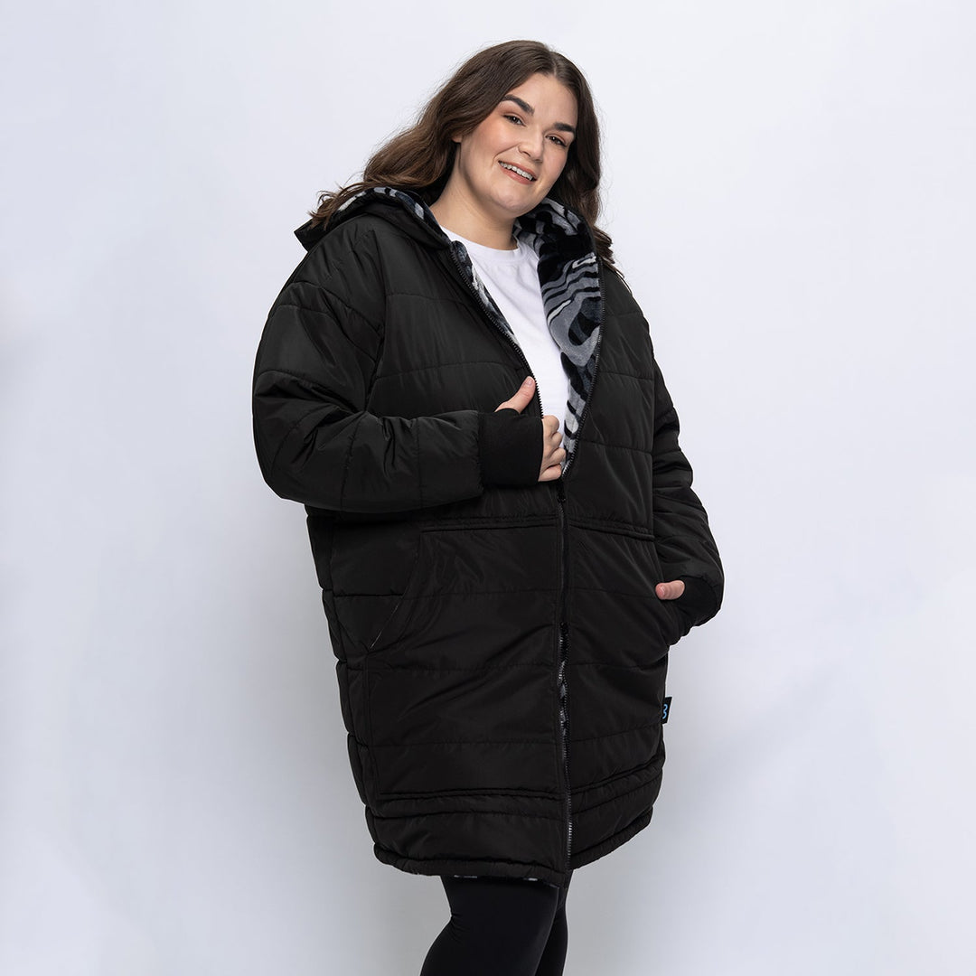 Jacqueline | Women's long reversible swirl puffer jacket