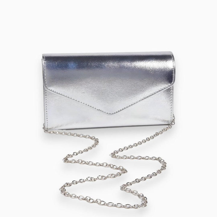 Lucy | Glossy gold envelope clutch & mini wallet chain set