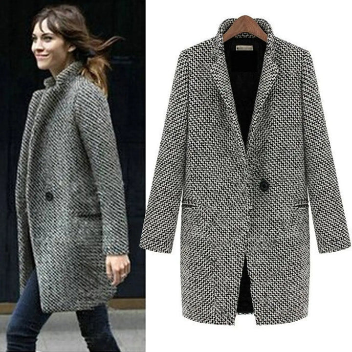 Cheska | Women's classic houndstooth longline coat