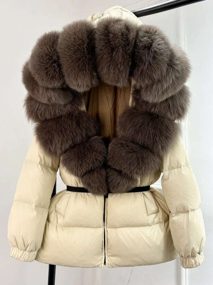 Devon | Women’s short padded coat with faux fur collar