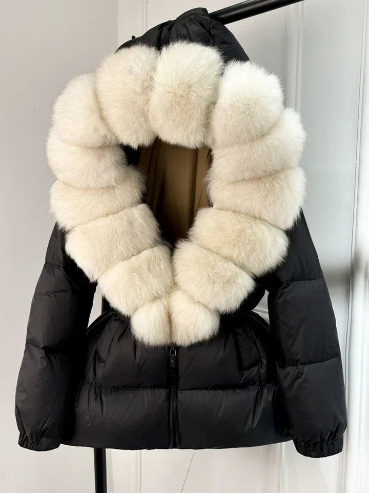 Devon | Women’s short padded coat with faux fur collar