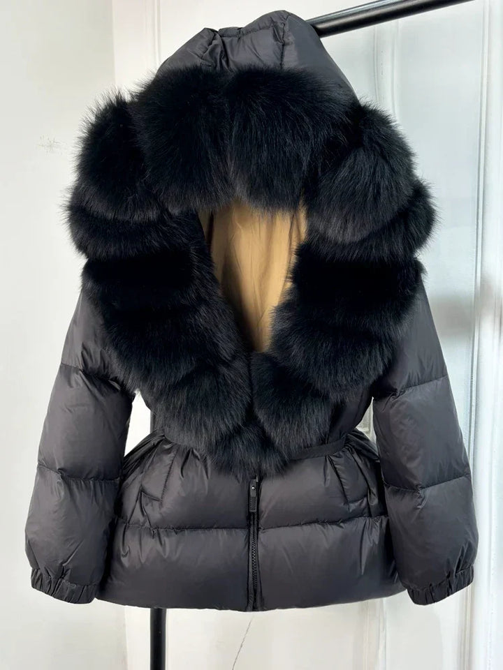 Devon | Women’s short padded coat with faux fur collar