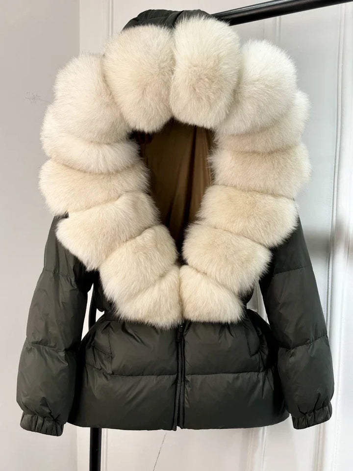Devon | Women’s short padded coat with faux fur collar