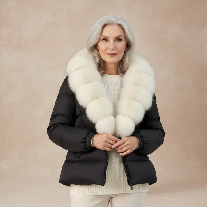 Devon | Women’s short padded coat with faux fur collar