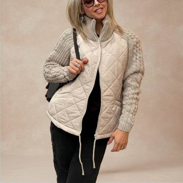 Heidi | Women’s quilted puffer jacket with knitted sleeves