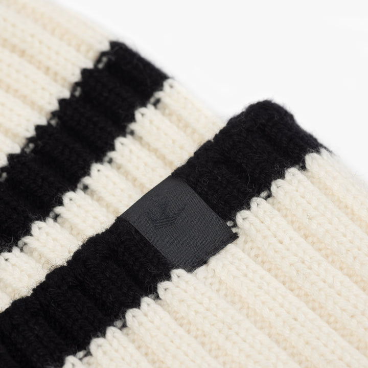 Abigail | Women’s wool–merino blend rib knit beanie with stripe detail