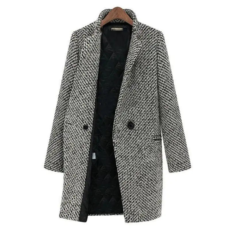 Cheska | Women's classic houndstooth longline coat
