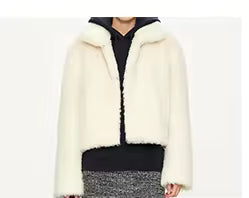 Ola | Women’s faux-fur zip jacket with a soft lapel collar and clean seasonal structure