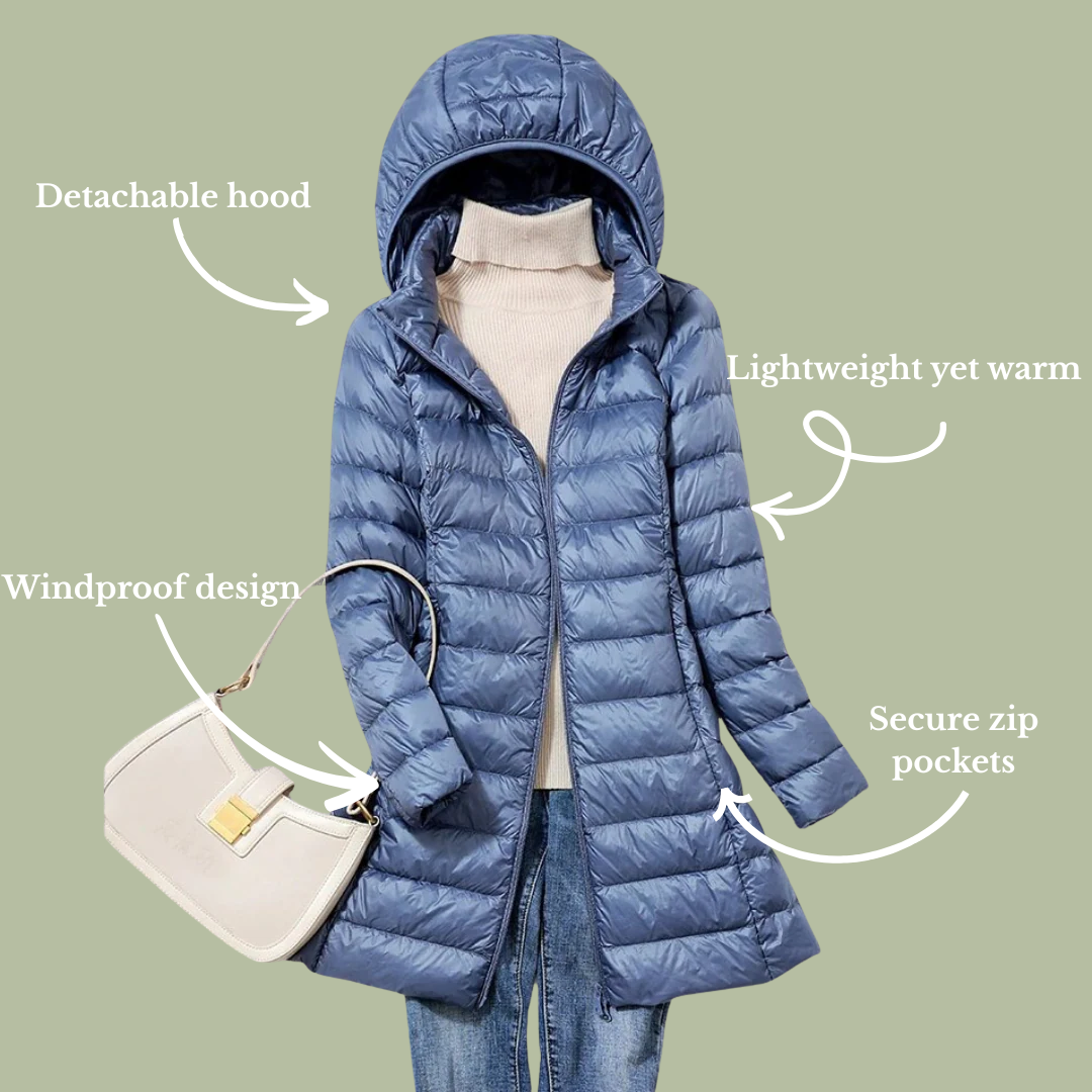 Lavender | Women’s glossy longline hooded puffer coat
