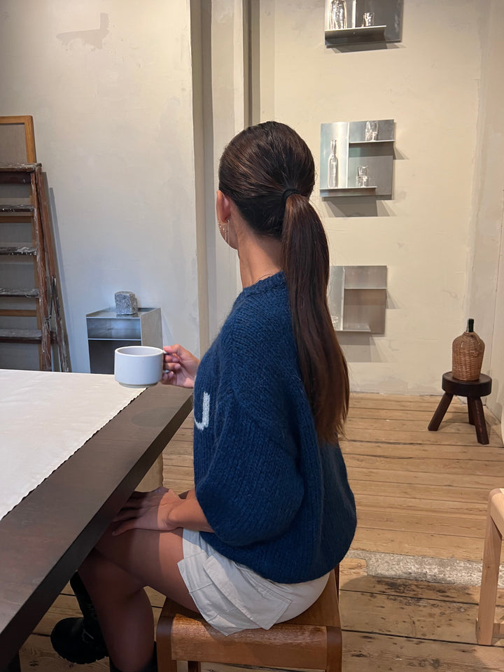 Gabby | Women’s short-sleeve knit sweater with amour lettering