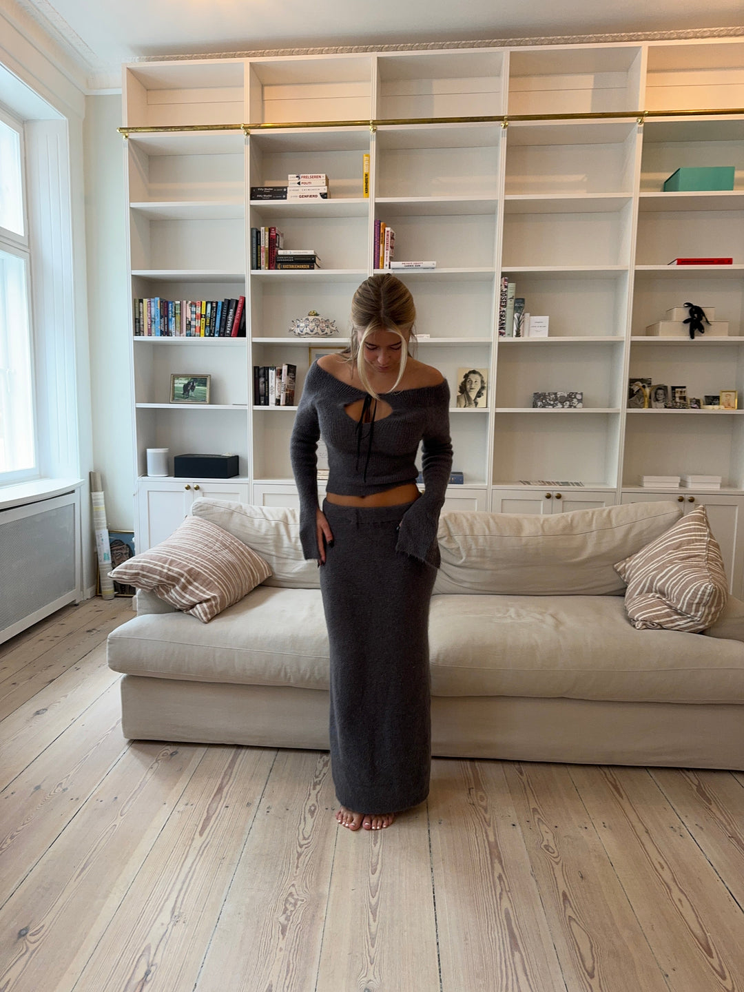 Serenya | Women’s off-shoulder knit top with front tie detail