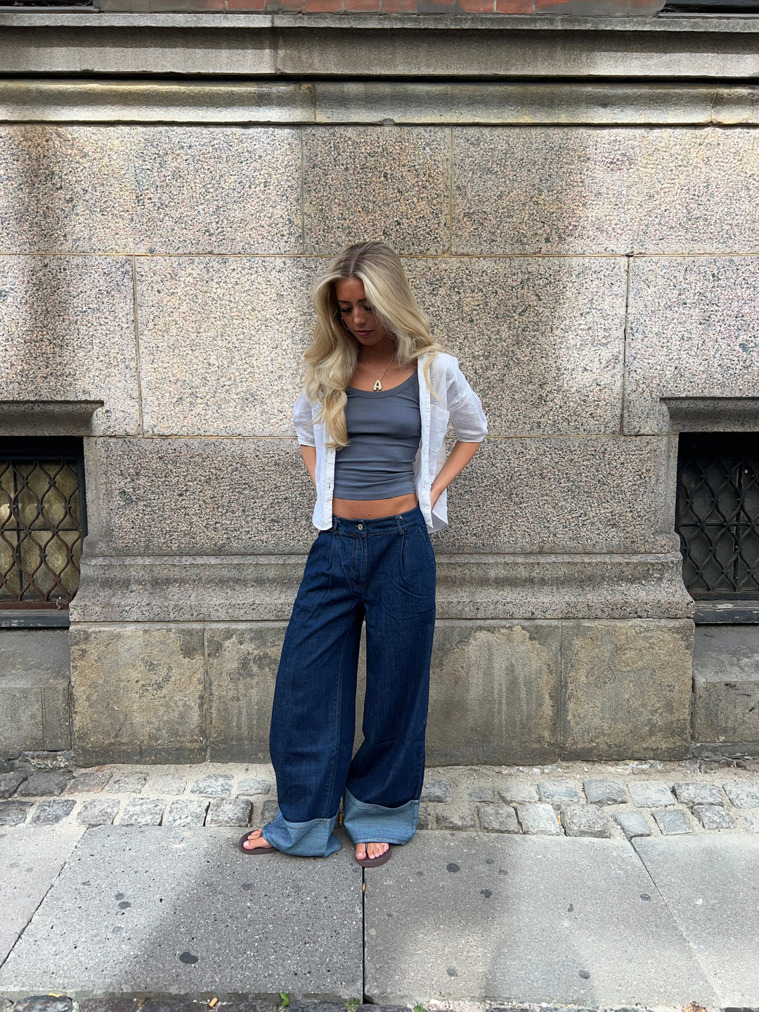 Deia | Women’s jeans with folded hem and oversized fit