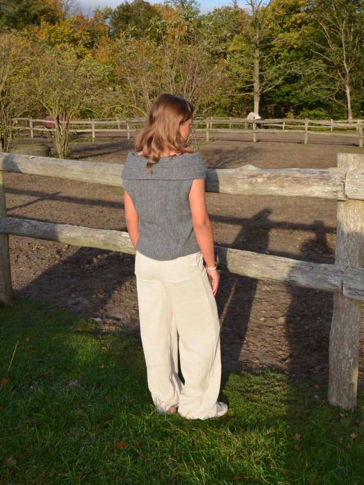 Petra | Women’s off-shoulder knit top with ribbed design