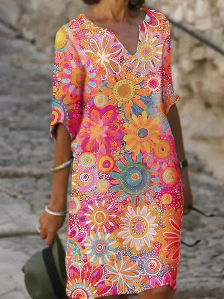 Anneliese | Women's floral print dress with v-neckline