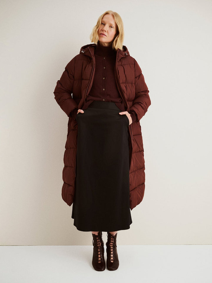 Milana | Women’s longline hooded puffer coat with double-ended zip