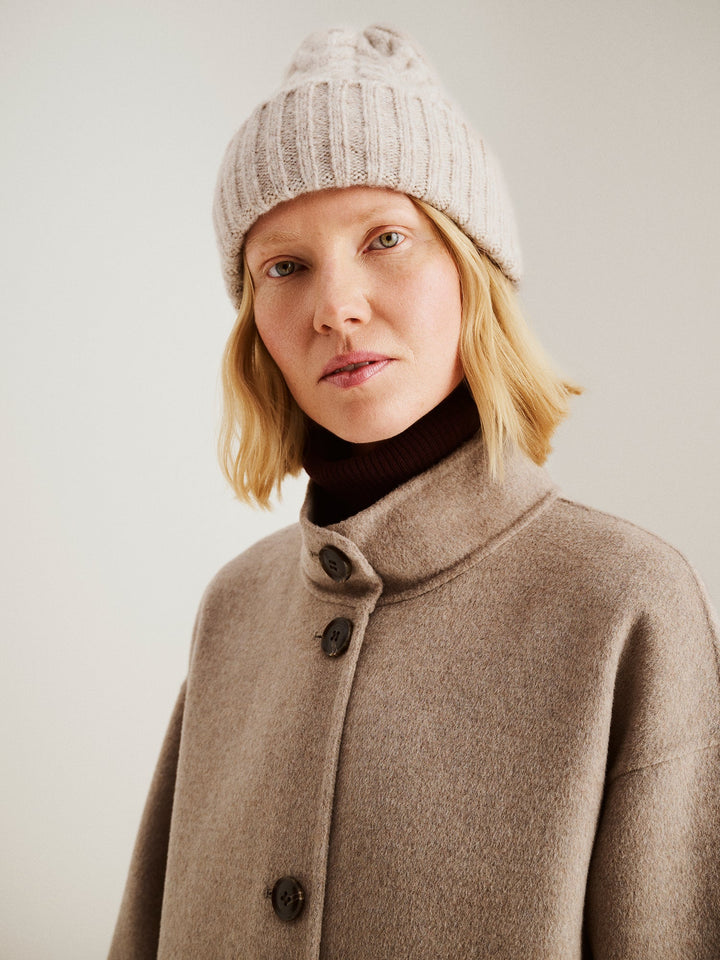 Hailey | Women’s long wool blend coat with stand collar