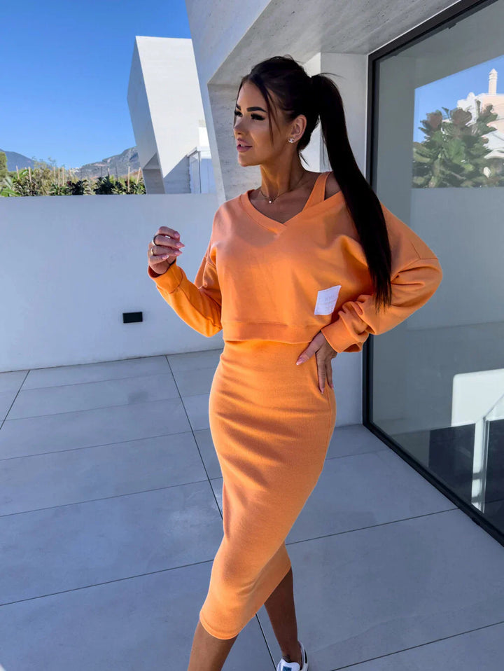 Aubrey | Casual sweatshirt and dress outfit set