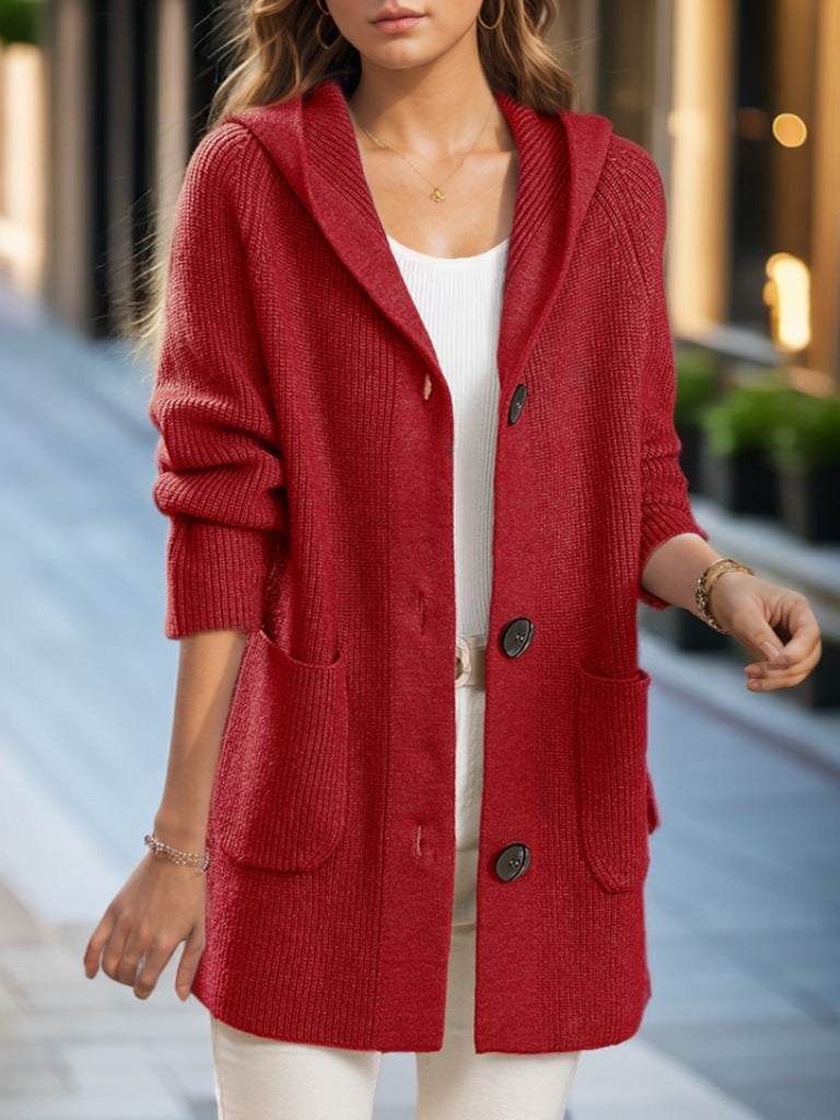 Aira | Women’s hooded mid-length knit cardigan