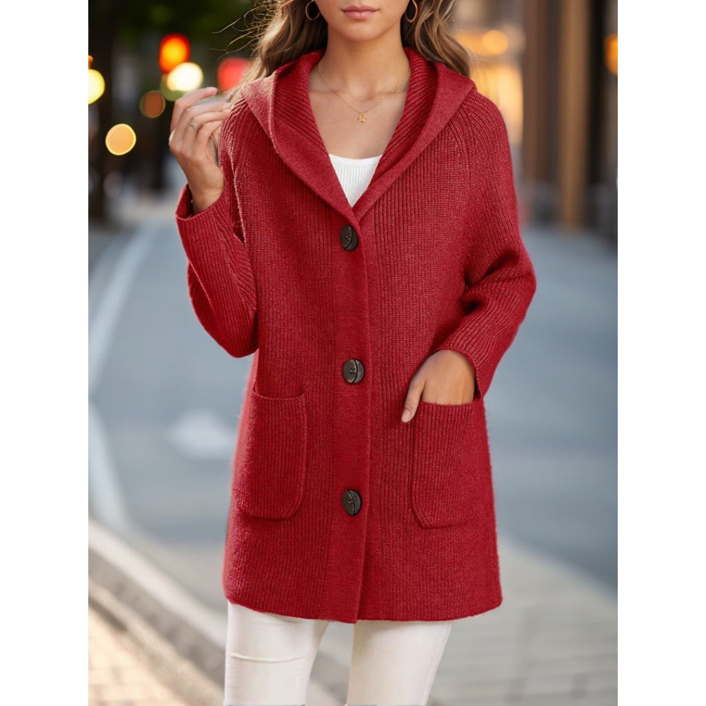 Aira | Women’s hooded mid-length knit cardigan