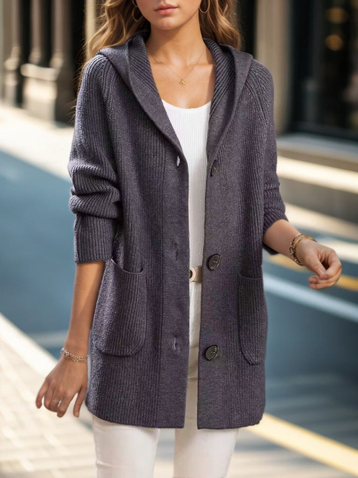 Aira | Women’s hooded mid-length knit cardigan
