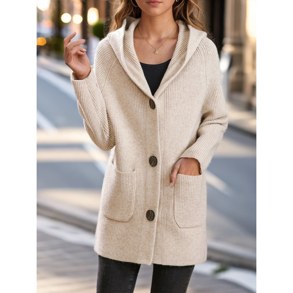 Aira | Women’s hooded mid-length knit cardigan