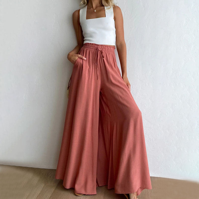 Sofia | High-waist linen wide-leg pants