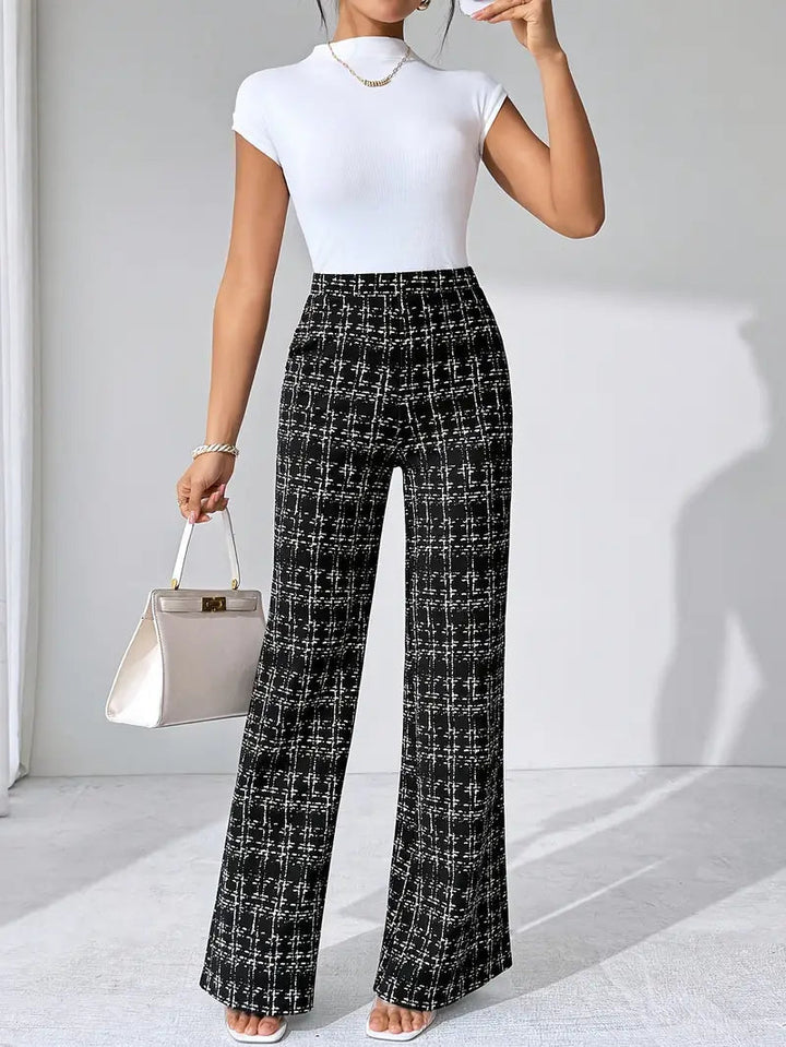 Gaia | Women’s high-waist plaid flared trousers